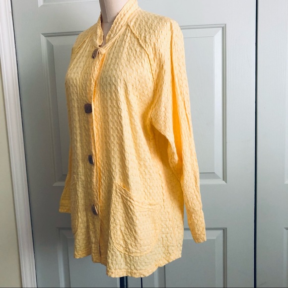Produce Company 💯 Cotton Lightweight Jacket Top Size M Pastel Gold Yellow - Picture 7 of 10